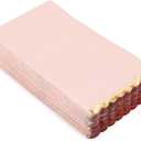 Sparkle and Bash 3-Ply Paper Dinner Napkins - Pink Napkins with Scalloped Gold Foil Edges - Disposable Absorbent for Weddings & Parties - 3 Ply, Pink - 50 Pack - 4 x 8 in