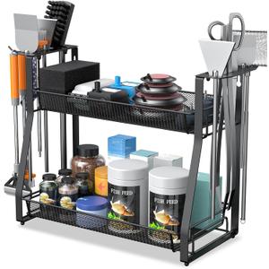 Pawfly Aquarium Tool Organizer, Detachable Metal Fish Tank Accessory Organizer, Aqua scaping Tool Storage Rack for Terrariums, Shrimp Tanks & Planted Tanks, Fish Tank Maintenance Tool Holder Shelf