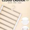 SEVEN LUCKY LIGHT 6 Tier Pants Hangers Space Saving up to 80%, 3 Packs Cloud Ladder Vertical Hangers for Pants, Leggings, Organizers for Apartment & Small Wardrobe Storage, Dorm Room Essentials