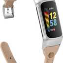 Wearlizer Leather Band Compatible with Fitbit Charge 5/6 Bands - Slim Leather Watch Strap Replacement for Women & Men