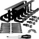 2Pcs 15.75 Inch Super Sturdy Gaming Cable Management Standing Desk wire organizer Large cord basket Under desk rack Mount With Clamps & Screws power strip holder chord organization j channel No Damage