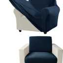 Couch Cover Velvet, Stretch Sofa Covers for Separate Main Cover/Backrests and Seat Cushions Couch Cover, for Living Room Furniture Slipcovers (Navy Blue,Small Seat 3 Piece)