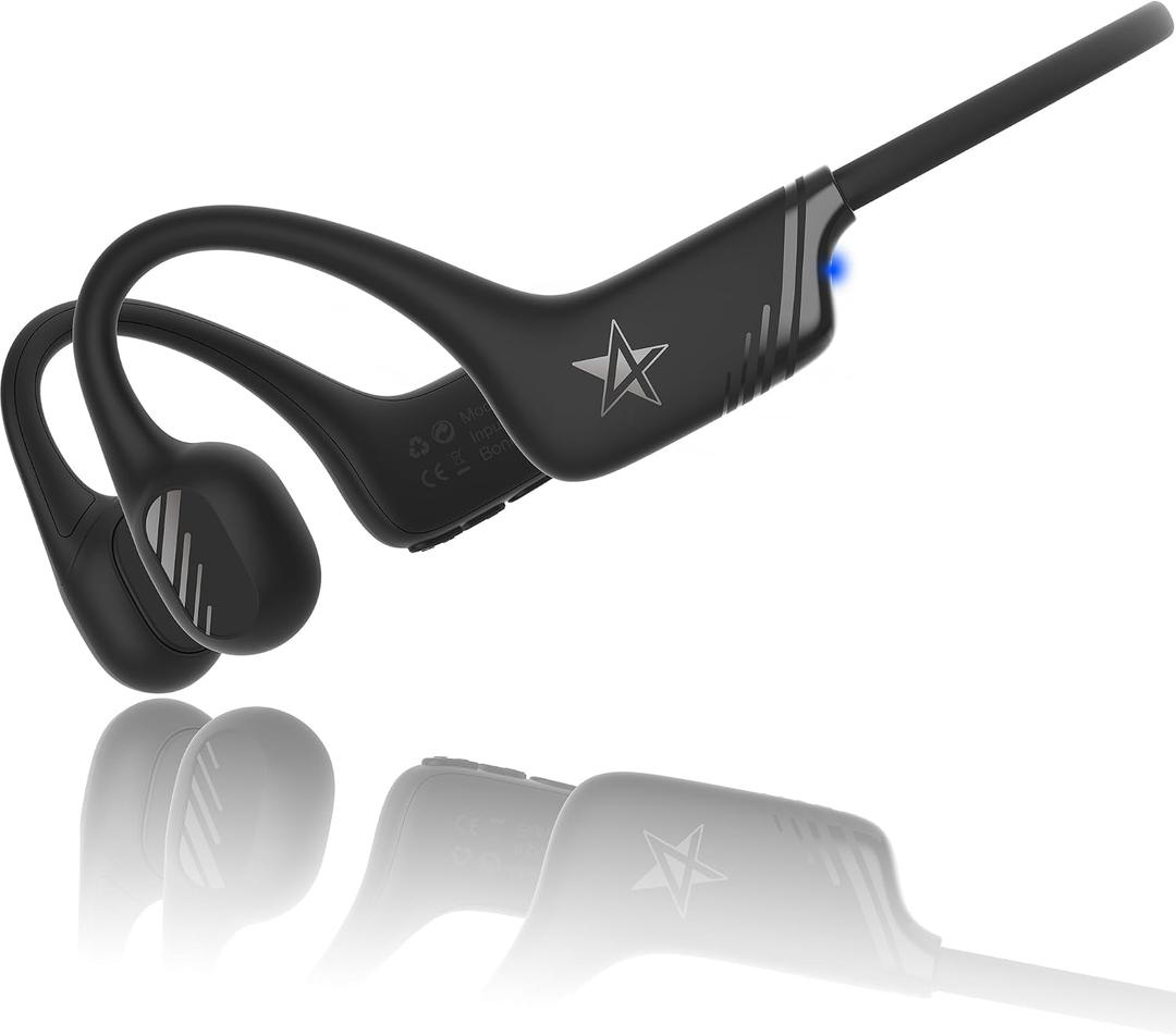 Open-Ear Bluetooth Bone Conduction Sport Headphones Sweat Resistant Wireless Earphones Open Ear Earbuds Wireless Bluetooth Headset with Mic for Fitness Workouts Running, Built-in Mic with Hair Band
