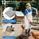 12inch Large Metal Chicken Poop Scooper for Sand with Ergonomic Grip, Adjustable Angle 2 in 1 Chicken Coop Scoop & Rake (39-66"), Stainless Steel Litter Sifting Shovel Chicken Coop Cleaning Tool, Farm