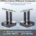 SSK NVMe & SATA SSD Cloner, M.2 Duplicator Dual Bay Dock SSD to USB Adapter, 20Gbps USB3.2 Gen 2X2 M.2 Docking Station for M Key/ B+M Key PCIE3.0/4.0/5.0SSD Reader Supports Offline Clone