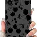 Lovmooful Compatible for iPhone 14 Pro Case Cute Cool Cherry Black Design for Girls Women Soft TPU Shockproof Protective Girly for iPhone 14 Pro-Cherry
