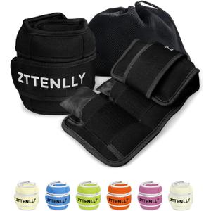 Adjustable Ankle Weights for Women Men and Kids | 1 Pair 10Lbs Leg Wrist Ankle Weight Straps for Yoga, Walking, Running, Aerobics, Gym, Dance, Pilates, Cardio (Black), 10lb( 5*2)