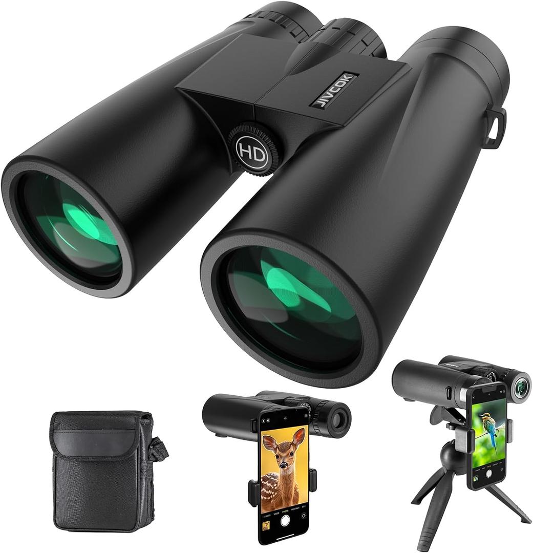 30x52 Binoculars for Adults - HD High Powered Binoculars with Phone Adapter and Tripod, Waterproof & Large View Telescope for Bird Watching, Hunting, Stargazing, Hiking, Travel, Sports (Black)