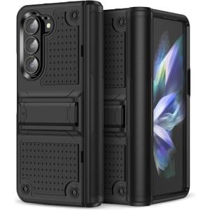 Jeylly for Samsung Galaxy Z Fold 5 Case with Kickstand, Military Grade Hinge Protection Hard PC Soft TPU Bumper Shockproof Protective Cover for Samsung Galaxy Z Fold 5, Black