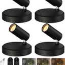 EZVALO Spotlights Indoor with Remote,5500mAh Rechargeable Picture Lights, Wireless LED Uplighting with TimerDimmable, 3CCT,Mini Plant Spot Lights for Painting,Artwork,Accent Lighting(4Pack-Black)