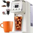 Coffee Maker Hot & Iced With Bold Setting,Single Serve Coffee Maker For K Cup And Grounds,52 Oz Removable Water Tank,6-14 Oz Brew Sizes,One Cup Kcup Coffee Machine With Reusable Filter, White