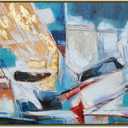 Yihui Arts Abstract Canvas Wall Arts Hand Painted Oil Paintings with Gold Foil and Floating Frame (32"L x 16"W)