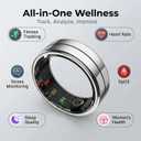 Smart Ring with Exclusive APPno subscription fee & Bluetooth 5.1, Magnetic Charging 18mAh Battery, 24/7 Fitness & Health Monitor (Heart Rate, Blood Oxygen, Sleep Tracking) (Silver, 13#)