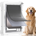 3-Flap Steel Large Dog Door for Exterior Doors with Sliding Lock Panel, Energy-Efficient Insulated Pet Door, Extreme Weather Doggy Door with Telescoping Tunnel, Never Rust（Pets Up to 100 Lb）