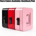 KYODOLED Medium Cash Box with Combination Lock Safe Metal Money Box with Money Tray for Security Lock Box 7.87x 6.30x 3.54Inch Pink Medium