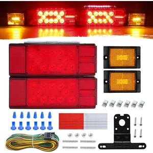Super Bright LED Trailer Light Kit - 12V Submersible Boat Trailer Lights, ldeal for Truck, RV, Boat, Camper Under 80" - High-Intensity Tail Lights, IP68 Waterproof