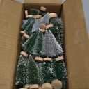 30Pcs Mini Christmas Tree Decor, Artificial Christmas Tree 5 Sizes,Mini Sisal Snow Frost Trees with Wooden Base for Christmas Decor Christmas Party Home Table Craft Decorations (A-Green/Silver)