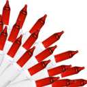 Brite Star 100 Count Mini String Christmas Lights, Red - 22 feet Indoor/Outdoor Christmas Tree Lights with White Wire