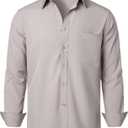 ZEROYAA Men's Regular Fit Dress Shirt Solid Wrinkle-Free Long Sleeve Casual Business Button Up Shirts with Pocket (Almond Gray), S
