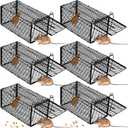 Qualirey 6 Pcs Humane Rat Trap Small Chipmunk Mouse Squirrel Cage Rodent Animal Mice Voles Hamsters Cage Catch and Release Trap for Home Garden Indoor Outdoor(10.6 x 5 x 5 Inch) (Black)