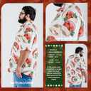 BRISIRA Big and Tall Christmas Shirts for Men Santa Hawaiian Vacation Short Sleeve Button Down Holiday Shirt Lightweight (6X-Large, White-vintage Christmas Hat)