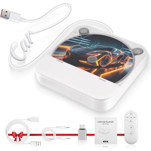 External Portable CD Player for Car - Car CD Player with USB Port AUX Port, Extra USB Extension Cable, Universal USB CD Player for Vehicle, Laptop, TV, Computer, for Android 4.4 and Above Navigation