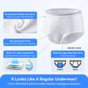 Carer Mens Incontinence Underwear Washable 3 Pack Cotton Reusable Incontinence Boxers Briefs for Men Built in Cotton Pad for Bladder Leakage 150ML, 4X-Large