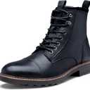 Vostey Mens Motorcycle Boots With Side Zipper Dress Boot (Black) Size: 9.5