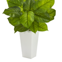3’ Large Leaf Philodendron Artificial Plant in White Planter