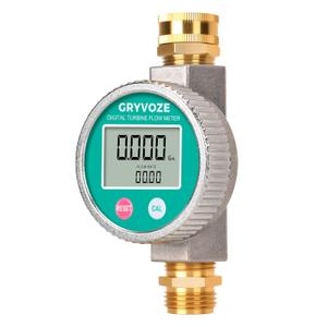 Metal Water Flow Meter, 3/4" GHT Garden Hose Flowmeter with Brass Thread and Large Screen for RV, Pool, House, Lawn Sprinkler and Outdoor Watering Supports Gallon, Liter, GPM and LPM