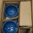 LE TAUCI 6 oz Cappuccino Cups with Saucers, Set of 4 Ceramic Coffee Cup and Saucer Set for Latte, Au Lait, Flat White, Mocha, Tea, Embossed Coffee Cups, Ceylon Blue