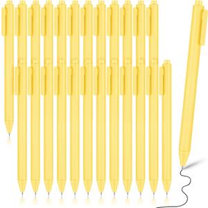 Cholemy Pack of 24 Retractable Pens Bulk Pastel Gel Ink Pens 0.5mm Fine Point Tip Black Ink with Grip Smooth Writing for Journaling Note Taking School Supplies (Yellow)