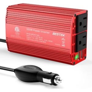 BESTEK Power Inverter DC 12V to AC 110V - 300W Car Plug Adapter Outlet with 4.8A Dual USB Fast Charging Port - Car Charger Cigarette Lighter Adapter for Phone, Laptop on Road Trip - Aluminum Housing BESTEK Power Inverter DC 12V to AC 110V - 300W Car Plug Adapter Outlet with 4.8A Dual USB Fast Charging Port - Car Charger Cigarette Lighter Adapter for Phone, Laptop on Road Trip - Aluminum Housing