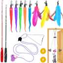 ZPH Cat Toys Interactive for Indoor Cats,2PCS Retractable Cat Wand,9PCS Teaser Toys&1PCS Hanging Door Lure Kitten Toy, Interactive Feather Toy for Teaser Play and Chase Exercise with Kitten