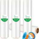Plastic Shrink Wrap Roll for Moving – 18" x 1500', 80 Gauge, 500% Stretch, Heavy Duty Stretch Wrap Film for Shipping, Packing, Pallet & Furniture Protection – 4 Rolls with Handles