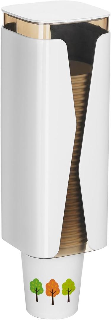 Cup Dispenser, Wall Mounted Mouthwash Cup Dispenser Fit 4oz-6oz Disposable Cups, Pull Type Water Cooler Cup Holder for Bathroom Office Gym School -White