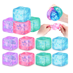 12 Pcs Stress Cube Swirl Ice Cube Stress Ball Bulk 2.17 Inch Slow Rising Soft Anxiety Relief Squeeze Sensory Balls for ADHD Prizes Goodie Bag Stuffers Rewards Party Favors