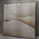 Earth Tone Beige Brown Abstract Wall Art, Mid Century Geometric Oil Painting, Framed Organic Shape Artwork for Living Room Bedroom Office 40x40 Inch (White)