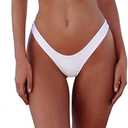 Women's Sexy Cheeky Brazilian Cut Bikini Bottom Solid Low Rise High Leg Thong Swimsuit Bottom S White