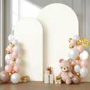 Beige Arch Backdrop Covers - 6.6FT, 5FT Spandex Fitted Wedding Arch Stand Covers Round Top Chiara Arch Backdrop Cover for Wedding Birthday Party Decoration