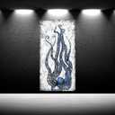 iKNOW FOTO Vertical Canvas Wall Art Abstract Grey and Blue Octopus Painting Printed on Canvas Sea Life Picture Poster Gallery Wrap Vintage Farmhouse Home Décor Ready to Hang 20x40 Inches