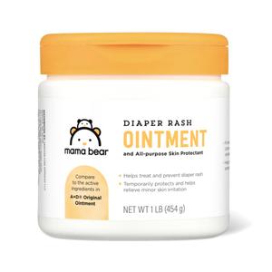 5 x Amazon Brand - Mama Bear Diaper Rash Ointment and Skin Protectant with Cod Liver Oil, 16 Oz, Pack of 1