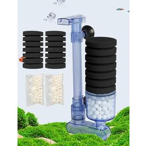 UPETTOOLS 10-40 Gla Aquarium Sponge Filter Ultra Quiet Aquarium Air Pump Small Sponge Fish Tank Filter Comes with 2 Sponges 2of Bio Ceramic Media Balls