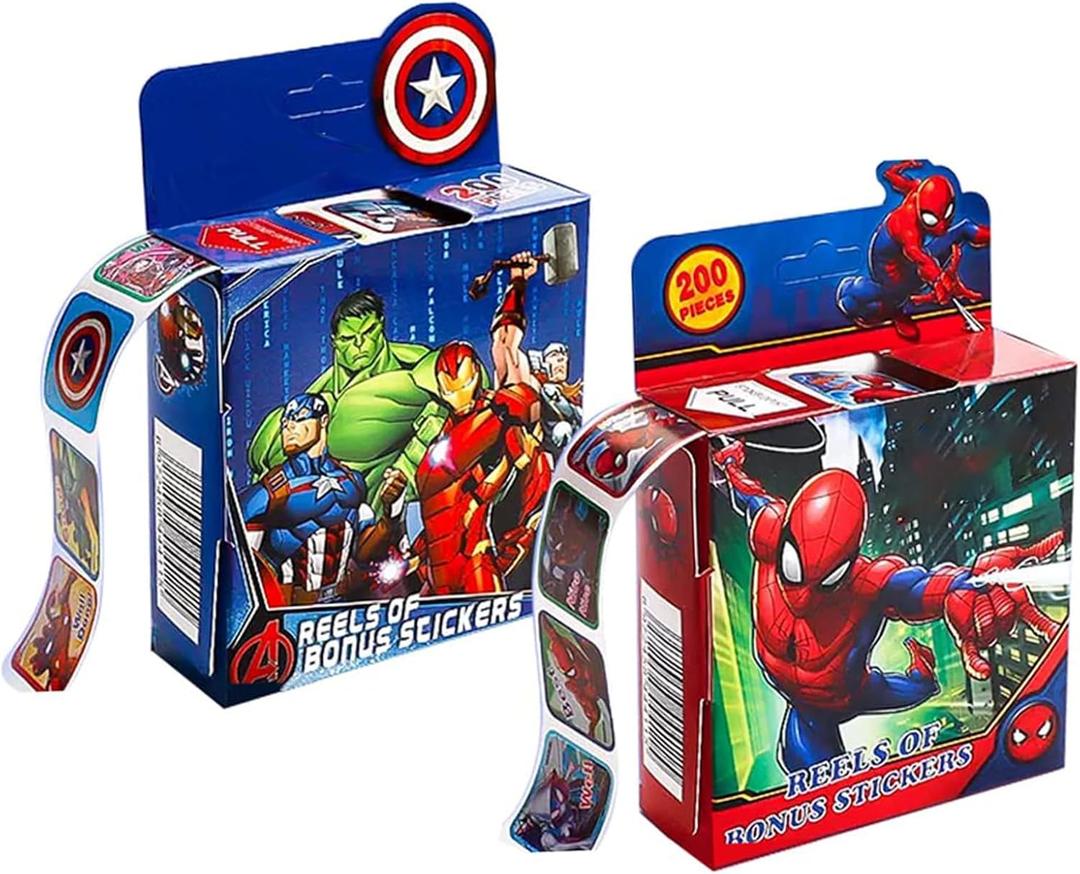 2 Pack Roll Stickers Kids Sticker, 20 Designs,400 Pcs Self Adhesive Label 1-1/2 Inch Self Adhesive Label Roll Stickers for Kids and Teacher