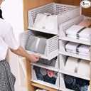Pack Stackable Closet Storage Box,Closet Shelf Organizer and Storage Plastic Drawer Storage,Wardrobe Organizer Closet Organizers Storage Box for Cupboard Kitchen, Office, Large