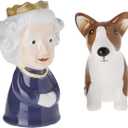 Abbott Collection 27-KITSCH-303 Queen and Corgi Salt and Pepper Shaker Set, Purple/Brown, 3.5" H (Queen & Corgi Salt & Pepper-3.5"H)