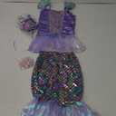 Meland Mermaid Dress - Little Mermaid Costume with Bag for Girls 3-10, Princess Dress Up for Birthday Gift, Halloween Costume