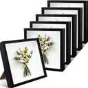 6 Pack Shadow Box Picture Frame,Wood Square Shadow Boxes Display Cases,1.2 Inch Interior Depth 3D Frames Shadow Box for Pictures, Flowers, Medals, Memorabilia,Tickets(8 x 8 Inch)