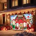 HOMETITUTE Merry Christmas Garage Door Banner 13x6ft Cows Farm Animals Barn Theme Backdrop Banners for Inside Winter Door Cover Banners for Outside Garage Wall Covering Party Decorations