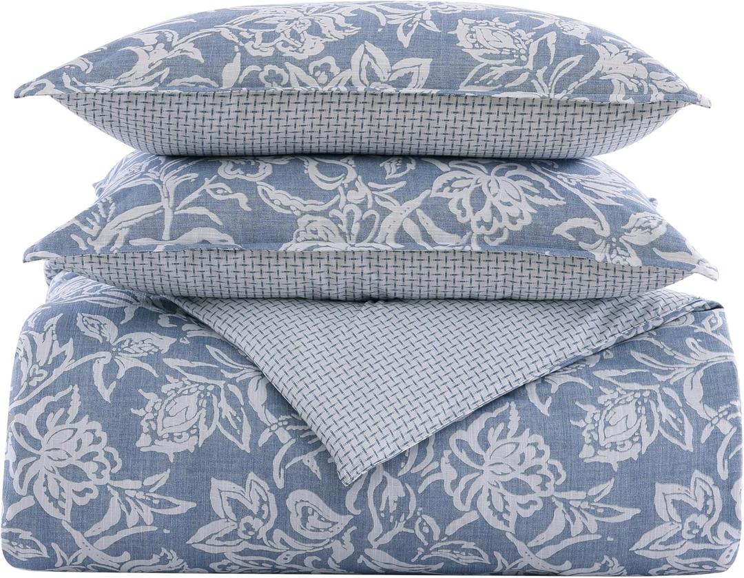 Nautica- King Comforter Set, Cotton Reversible Bedding Set, All Season Designer Home Dcor (Tortola Blue, King)